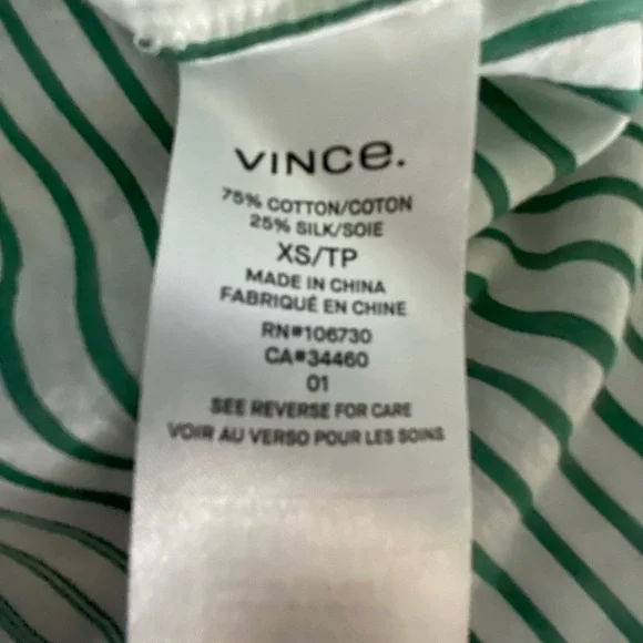 VINCE COTTON SILK SHEER BLOUSE - Picture 6 of 14